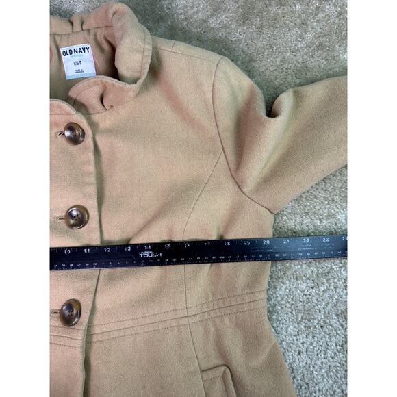 Old Navy Camel Tan Button Front Wool Blend Coat Women S Sz Large Retro Vtg Look - Picture 9 of 11